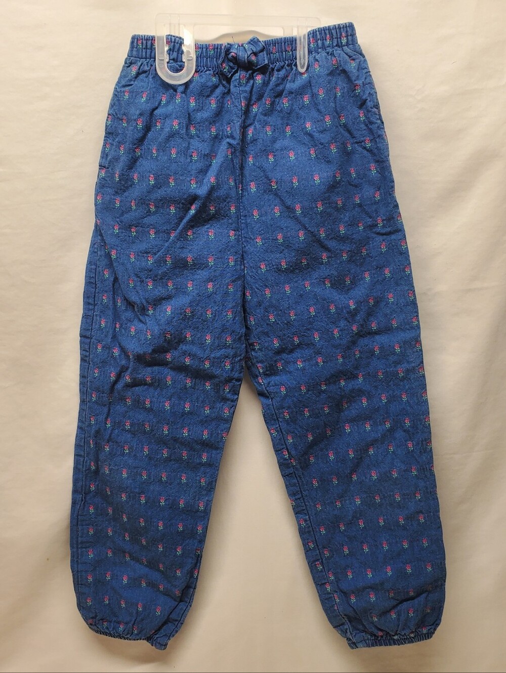 Rare vintage 90s y2k kids oshkosh pants papertag tulip floral roses pink navy